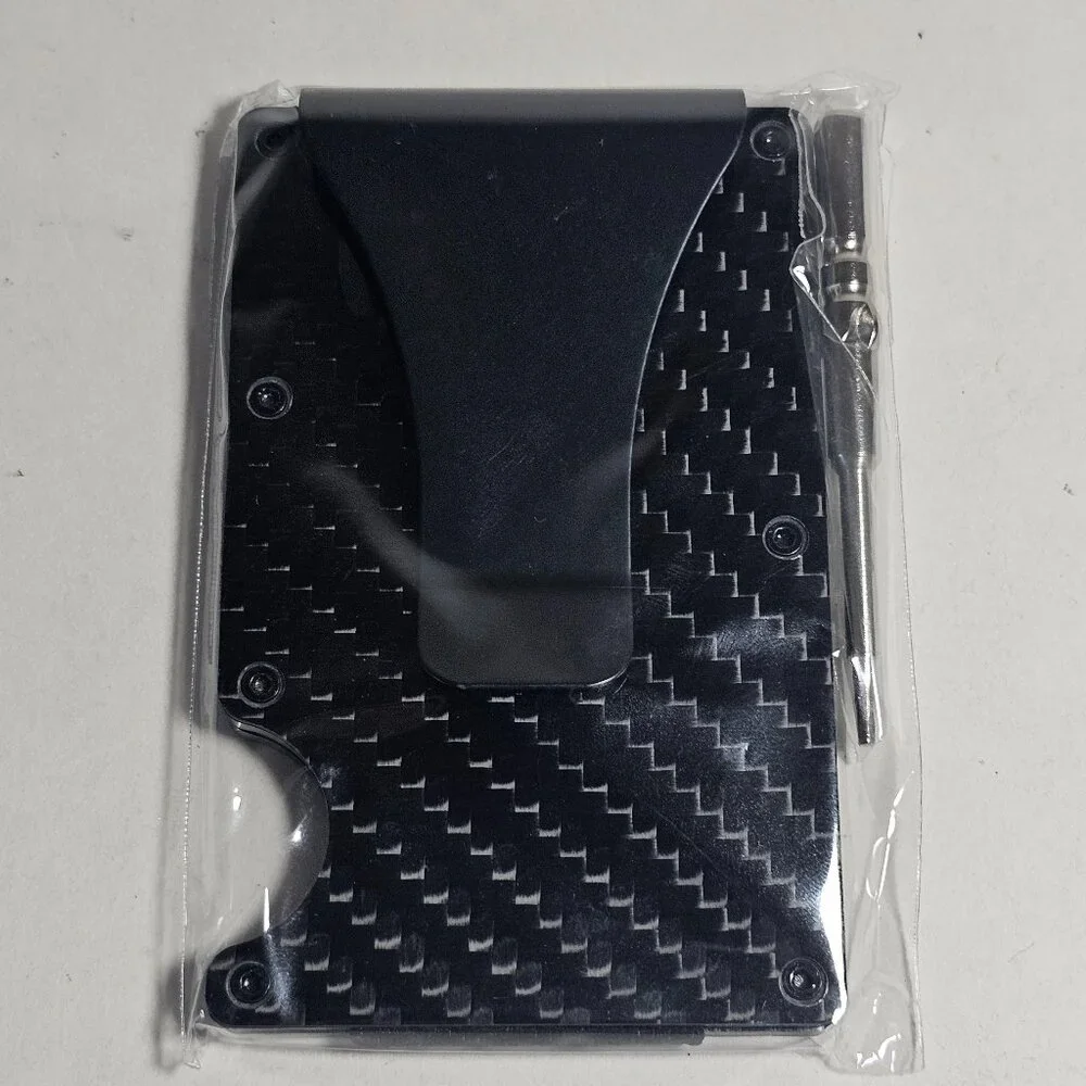 Men's RFID Blocking Slim Minimalist Wallet Carbon Fiber Money Clip & Card Holder